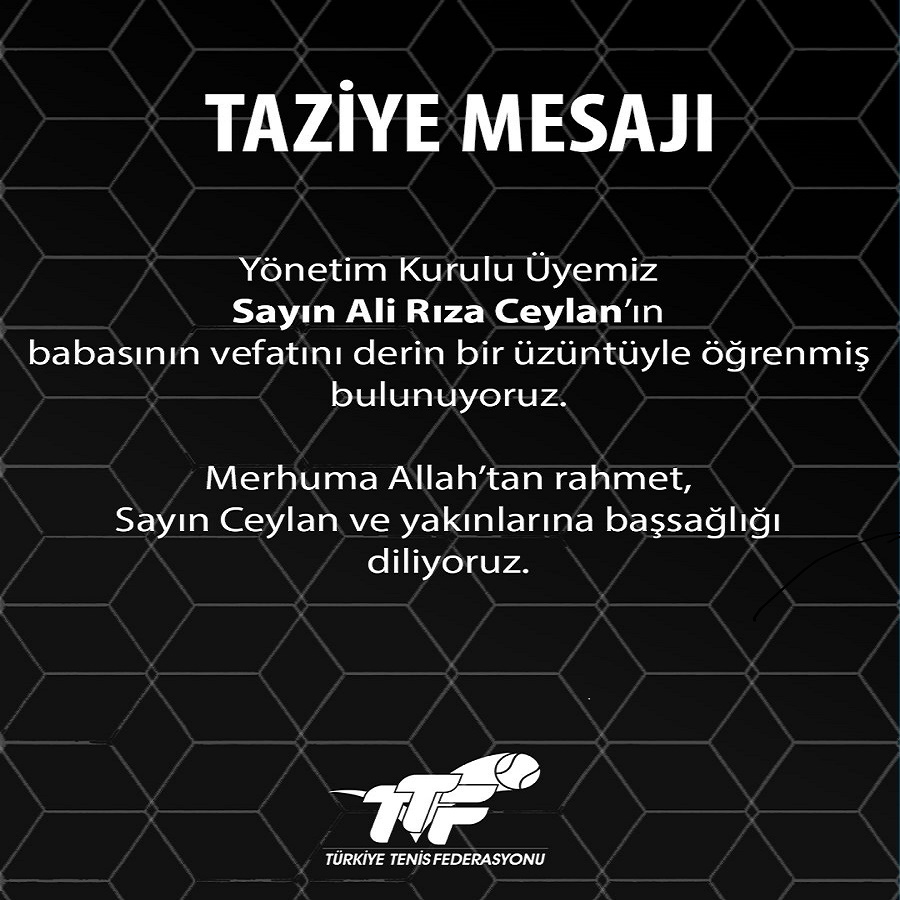Yönetim Kurulu Üyemiz Sayın Ali Rıza Ceylan'ın babasının vefatını derin bir üzüntüyle öğrenmiş bulunuyoruz.