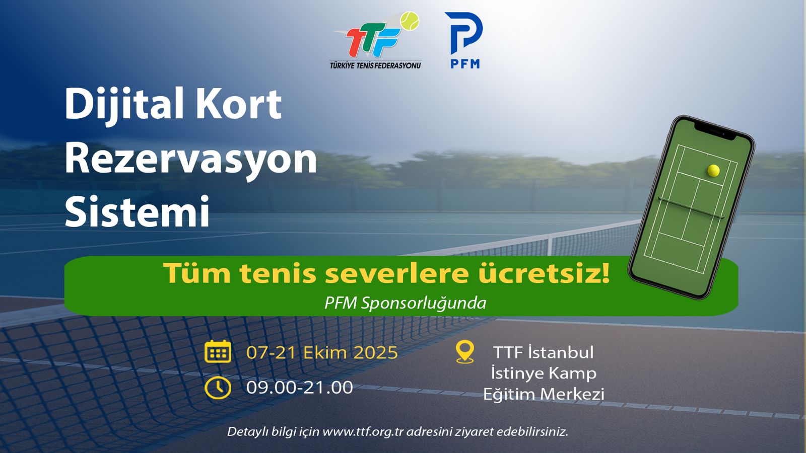 Our Digital Court Reservation System, Sponsored by PFM, is Now Live at the TTF Istanbul İstinye Camp and Training Center!
