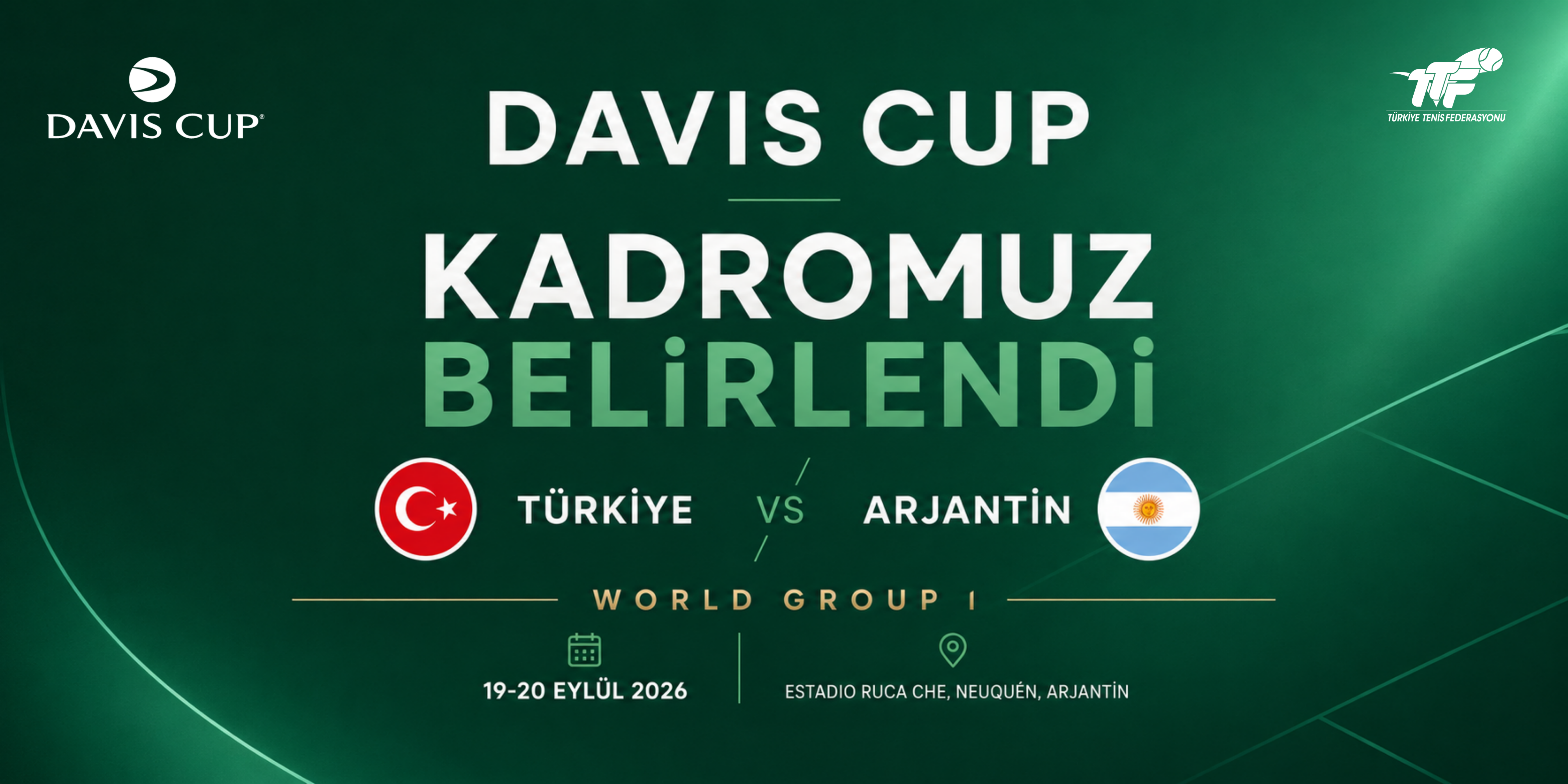 Davis Cup Türkiye-Arjantin Karşılaşması Milli Takım Kadromuz Belirlendi